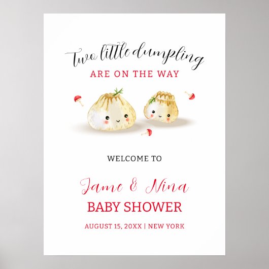 Schattigee Dumpling Mushroom Twin Baby shower Welk Poster (Voorkant)