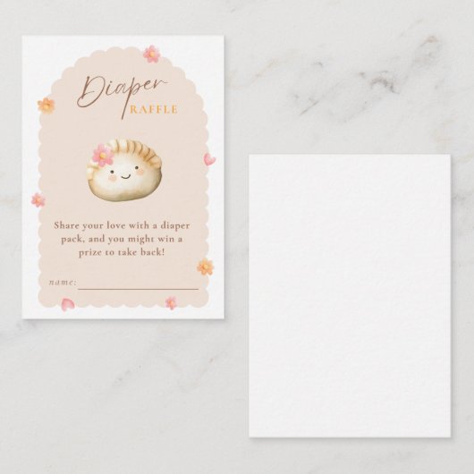 Schattigee Dumpling Roze Baby Meisje Douche Luier  Informatiekaartje (Voorkant / Achterkant)