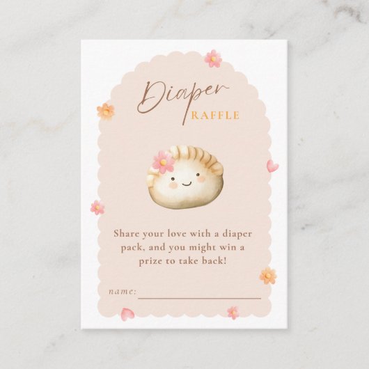 Schattigee Dumpling Roze Baby Meisje Douche Luier  Informatiekaartje (Voorkant)