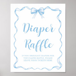Schattigee Dusty Blue Bow Boy Baby shower Luier Ra Poster