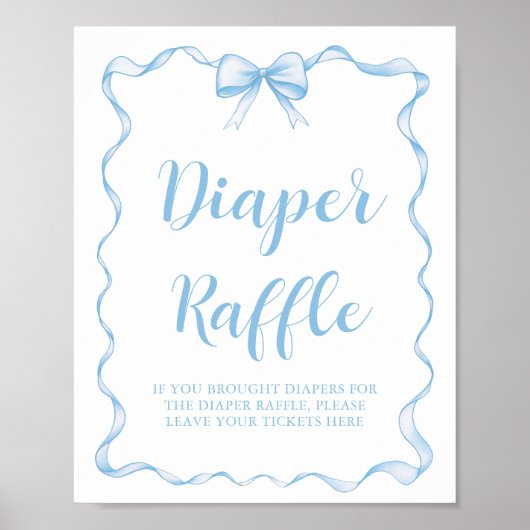 Schattigee Dusty Blue Bow Boy Baby shower Luier Ra Poster (Voorkant)