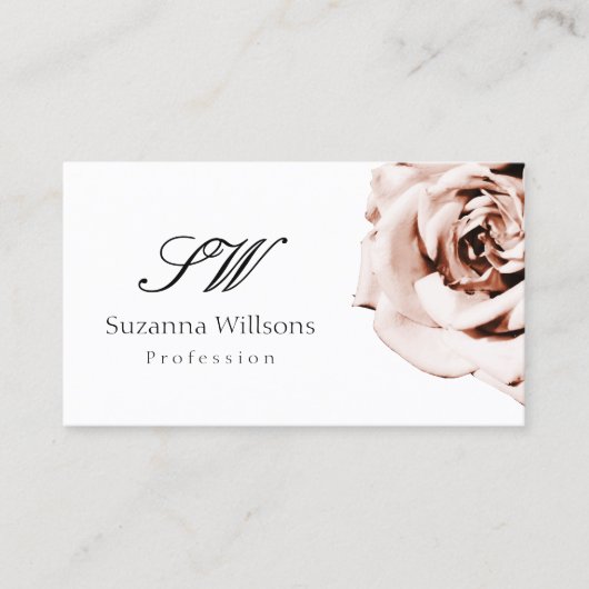 Schattigee Dusty Pink Rose Plain Witte Initialen Q Visitekaartje (Voorkant)