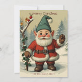 Schattigee Dwerg Santa in Sneeuw Kerstmis Vakantie Feestdagenkaart (Voorkant)