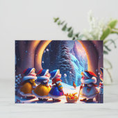 Schattigee dwergjes verwachten kerstavond feestdagenkaart (Staand voorkant)