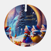 Schattigee dwergjes verwachten kerstavond glas ornament (Achterkant)