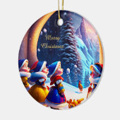 Schattigee dwergjes verwachten kerstavond keramisch ornament (Links)