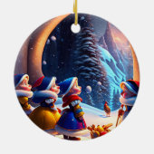 Schattigee dwergjes verwachten kerstavond keramisch ornament (Achterkant)