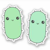 Schattigee E. coli bacterie - kawaii microbe carto Sticker (Voorkant)