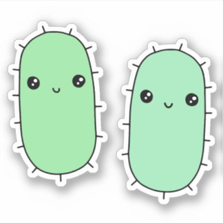 Schattigee E. coli bacterie - kawaii microbe carto Sticker