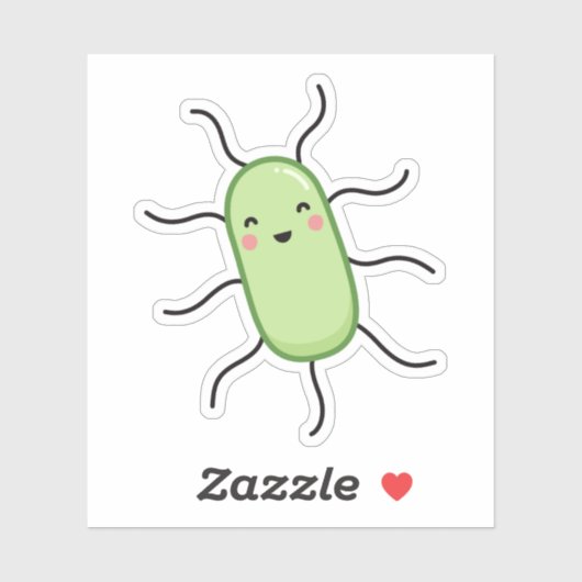 Schattigee E. coli bacterie - kawaii microbe Sticker (Vel)