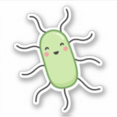 Schattigee E. coli bacterie - kawaii microbe Sticker (Voorkant)
