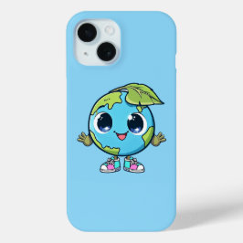 Schattigee Earth Cartoon Eco Kawaii Planet Design iPhone 15 Case