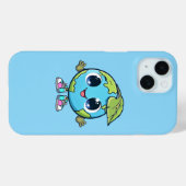 Schattigee Earth Cartoon Eco Kawaii Planet Design Case-Mate iPhone Case (Achterkant (horizontaal))