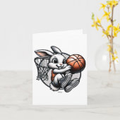 Schattigee Easter Bunny Dunk Squad Basketbal Kaart (Gele Bloem)