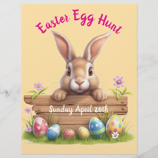 Schattigee Easter Bunny Easter Egg Hunt bewerkbaar Flyer (Voorkant)