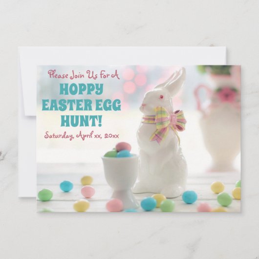 Schattigee Easter Bunny Egg Hunt uitnodiging (Voorkant)