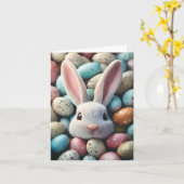 Schattigee Easter Bunny Eggs Kaart (Gele Bloem)