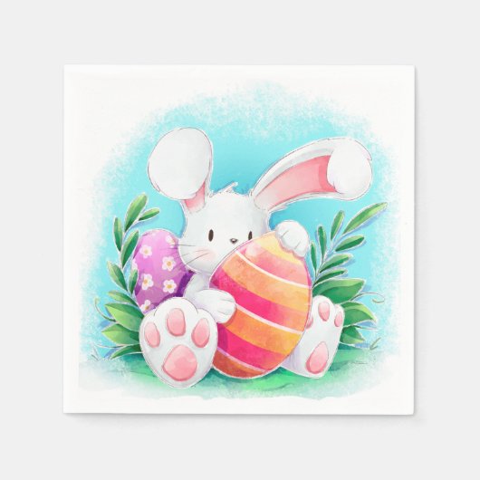 Schattigee Easter Bunny Waterverf | Papieren Serve Servet (Voorkant)
