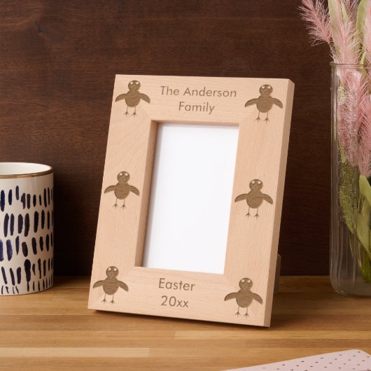 Schattigee Easter Chick Aangepaste familienaam Gegraveerde Lijstjes (Links)