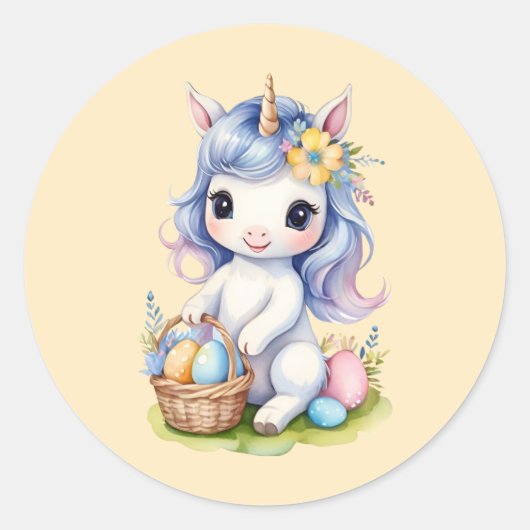 Schattigee Easter Eenhoorn Sticker (Voorkant)