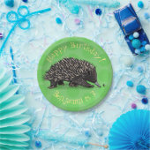 Schattigee Echidna en Bee cartoon Gepersonaliseerd Papieren Bordje (Feest)