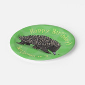 Schattigee Echidna en Bee cartoon Gepersonaliseerd Papieren Bordje (Gekanteld)