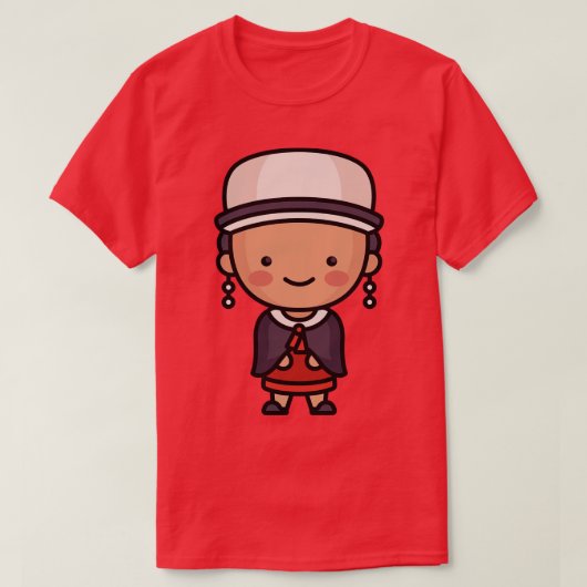 Schattigee Ecuadoraanse vrouw in traditionele kled T-shirt (Design voorkant)