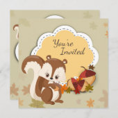 Schattigee eekhoorn en eikels herfstverjaardag uit kaart (Voorkant / Achterkant)