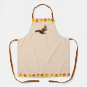 Schattigee eekhoorn en herfstbladeren op licht bei schort (Voorkant)