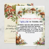 Schattigee eekhoorn en konijn eerste verjaardagsfe kaart (Voorkant / Achterkant)