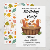 Schattigee eekhoorn eten noten verjaardagsuitnodig kaart (Voorkant / Achterkant)