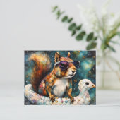 Schattigee eekhoorn geniet van een Float Trip Briefkaart (Staand voorkant)