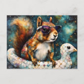 Schattigee eekhoorn geniet van een Float Trip Briefkaart (Voorkant)