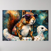 Schattigee eekhoorn geniet van een Float Trip Poster (Voorkant)