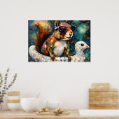 Schattigee eekhoorn geniet van een Float Trip Poster (Keuken)