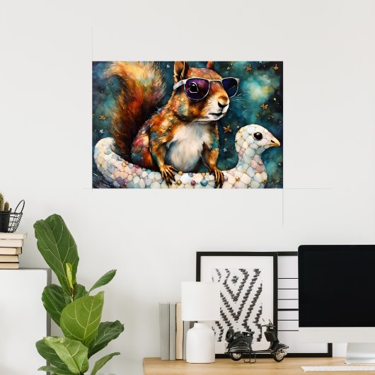Schattigee eekhoorn geniet van een Float Trip Poster (Thuiskantoor)