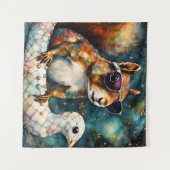 Schattigee eekhoorn geniet van een Float Trip Wandkleed (Voorkant (horizontaal))