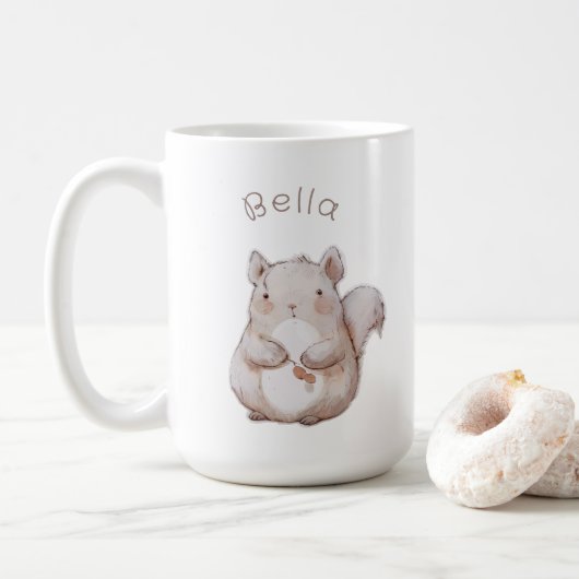 Schattigee eekhoorn, gepersonaliseerde baby bodysu koffiemok (Met donut)