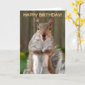 Schattigee eekhoorn Happy Birthday Kaart (Gele Bloem)
