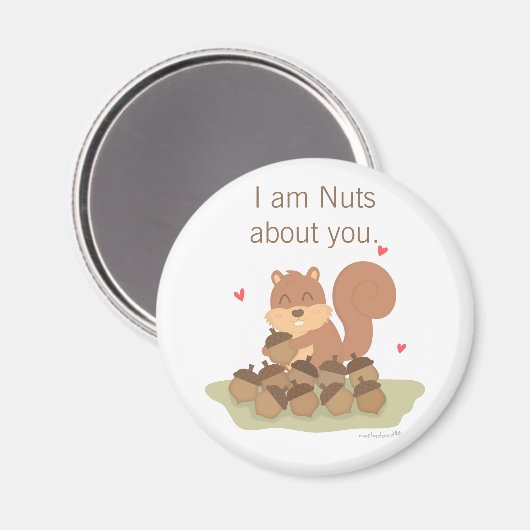 Schattigee eekhoorn ik ben gek op je cheesy woords magneet (Voorkant / Achterkant)