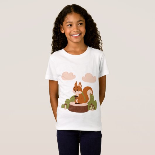 Schattigee eekhoorn in het bos t-shirt (Voorkant volledig)