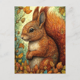 Schattigee Eekhoorn in Whimsical Herfst Forest Briefkaart