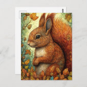 Schattigee Eekhoorn in Whimsical Herfst Forest Briefkaart (Voorkant / Achterkant)