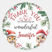 Schattigee Eekhoorn Kerst 2e Verjaardag Dank u Ronde Sticker (Voorkant)