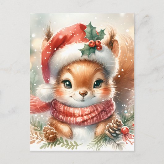 Schattigee Eekhoorn Kerst Briefkaart - Schattig (Voorkant)