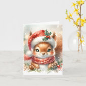 Schattigee Eekhoorn Kerst Kaart – Schattige Vakant (Gele Bloem)