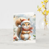 Schattigee Eekhoorn Kerst Kaart – Schattige Vakant (Gele Bloem)