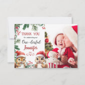 Schattigee Eekhoorn Kerstmis 1° Verjaardag Dank u Bedankkaart (Voorkant)