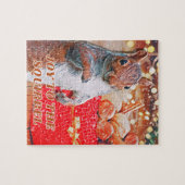 Schattigee eekhoorn kerstnoten familie legpuzzel (Horizontaal)