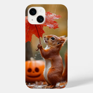 Schattigee Eekhoorn met een Bladparaplu - Herfstre Case-Mate iPhone 14 Hoesje